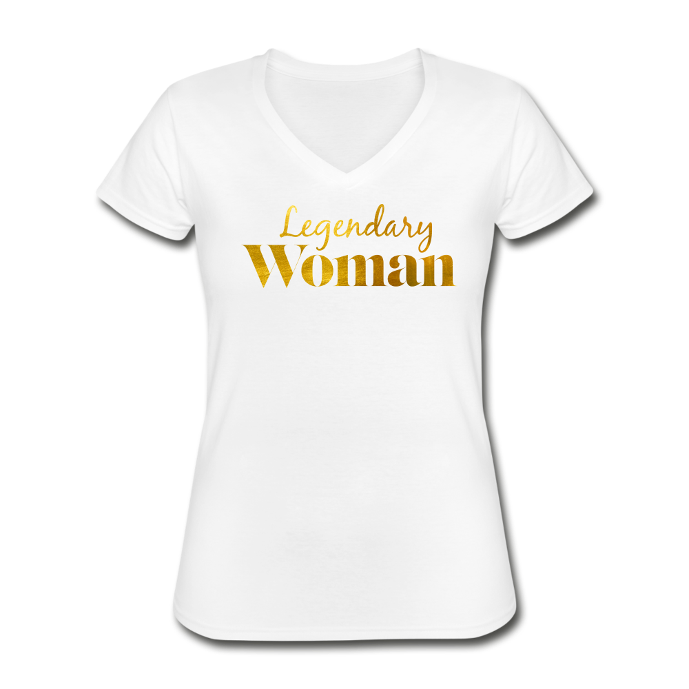 :egendary Woman Women's V-Neck T-Shirt White - white